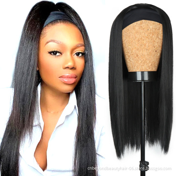 Long Silky wave Headband Scarf Wig Straight Synthetic Hair Wigs For Black Women